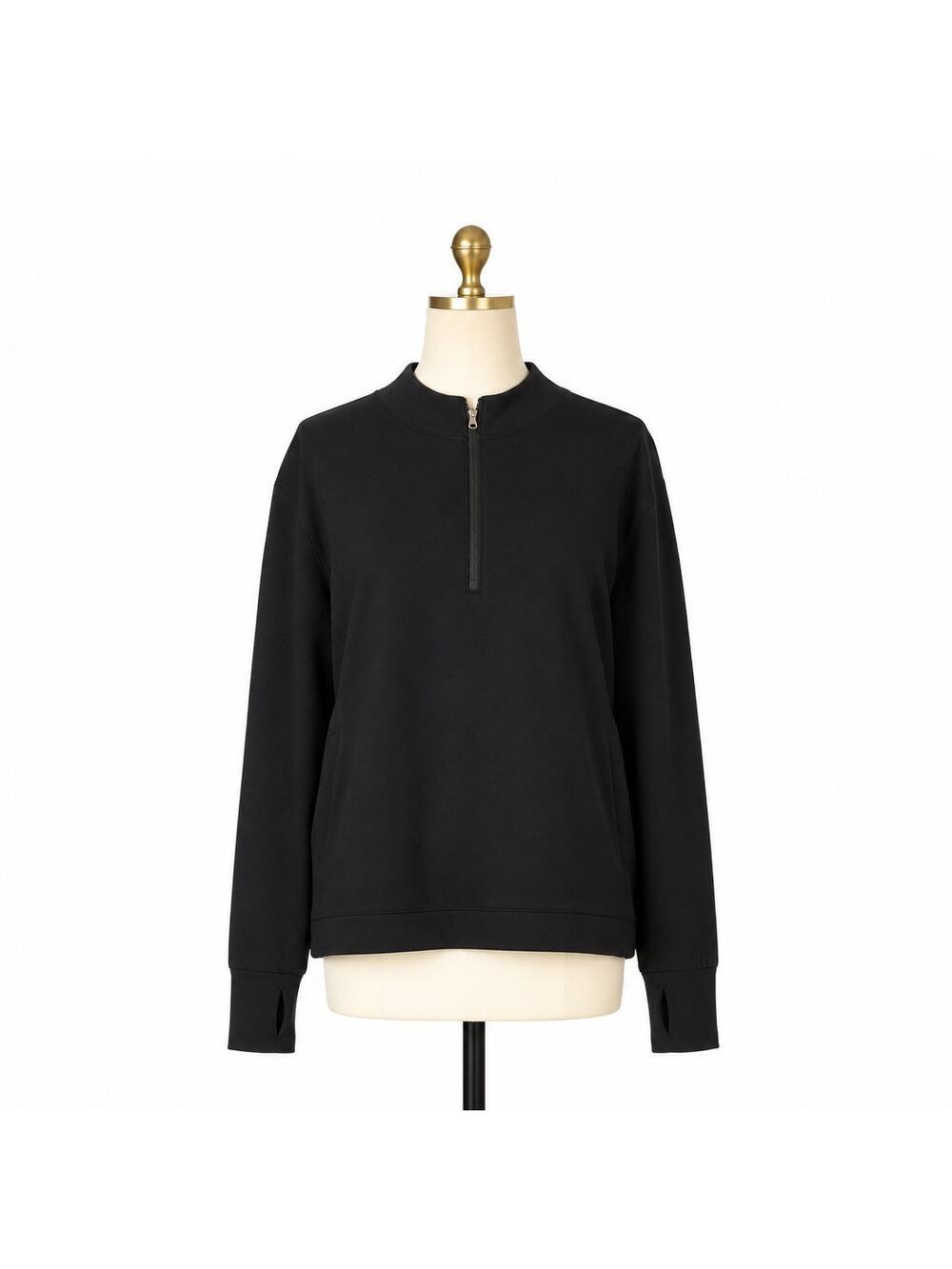 Varley Cleo Half Zip Midlayer Black Modal Blend Pullover Sweatshirt Large